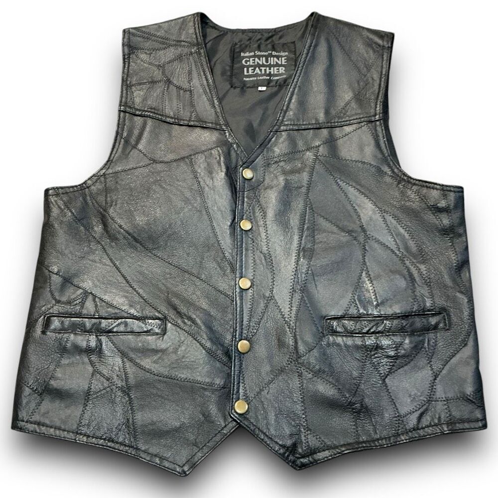 Italian Stone Design Genuine Leather Vest
